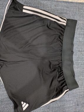 Adidas Black Athletic Shorts with White Stripes